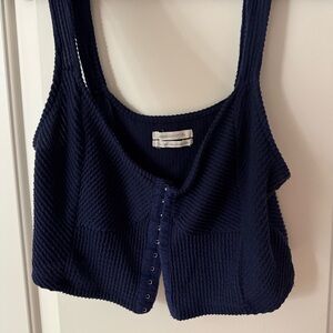 Urban outfitters button hook crop top navy blue
